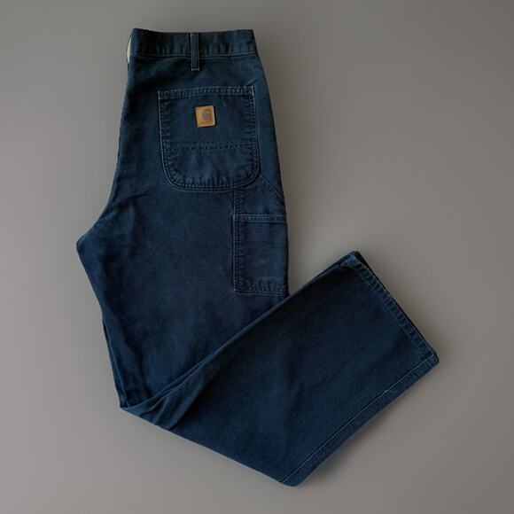 Vintage Carhartt Carpenter Pants 35 Black Straight Heavy Canvas Workwear WIP - Picture 1 of 8